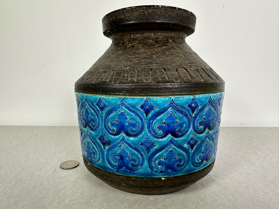 Vintage Mid-Century Modern Italian Bitossi Ceramic Moresco Pot Jar Vase By Adlo Londi 7'H [Photo 5]