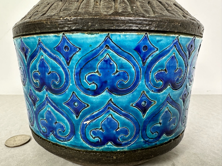 Vintage Mid-Century Modern Italian Bitossi Ceramic Moresco Pot Jar Vase By Adlo Londi 7'H [Photo 3]