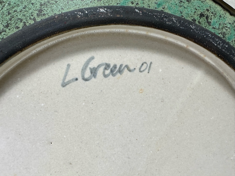 Artist L. Green Signed Studio Pottery Bowl Wall Hanging 14'W X 14'D X 3'H [Photo 5]