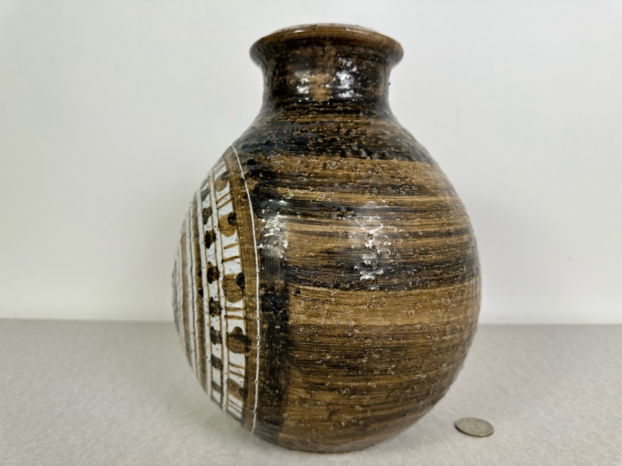 Vintage Mid-Century Modern Italian Bitossi Ceramic 'Moderna Morocco' Vase By Adlo Londi For Rosenthal Netter 8'W X 10'H	 [Photo 9]