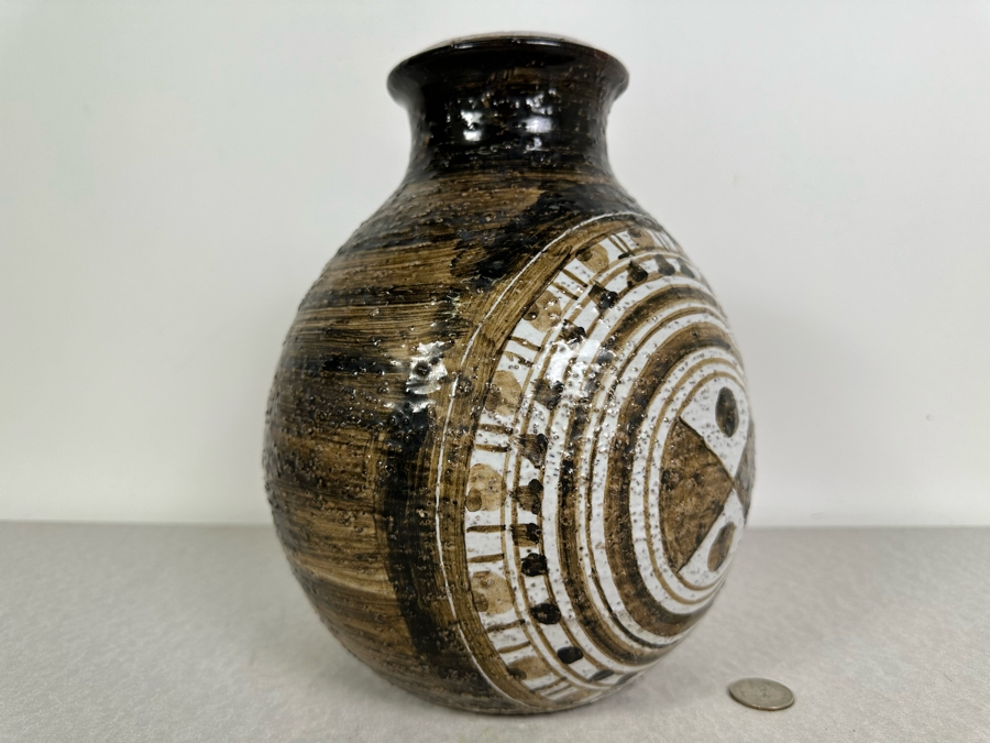 Vintage Mid-Century Modern Italian Bitossi Ceramic 'Moderna Morocco' Vase By Adlo Londi For Rosenthal Netter 8'W X 10'H	 [Photo 5]