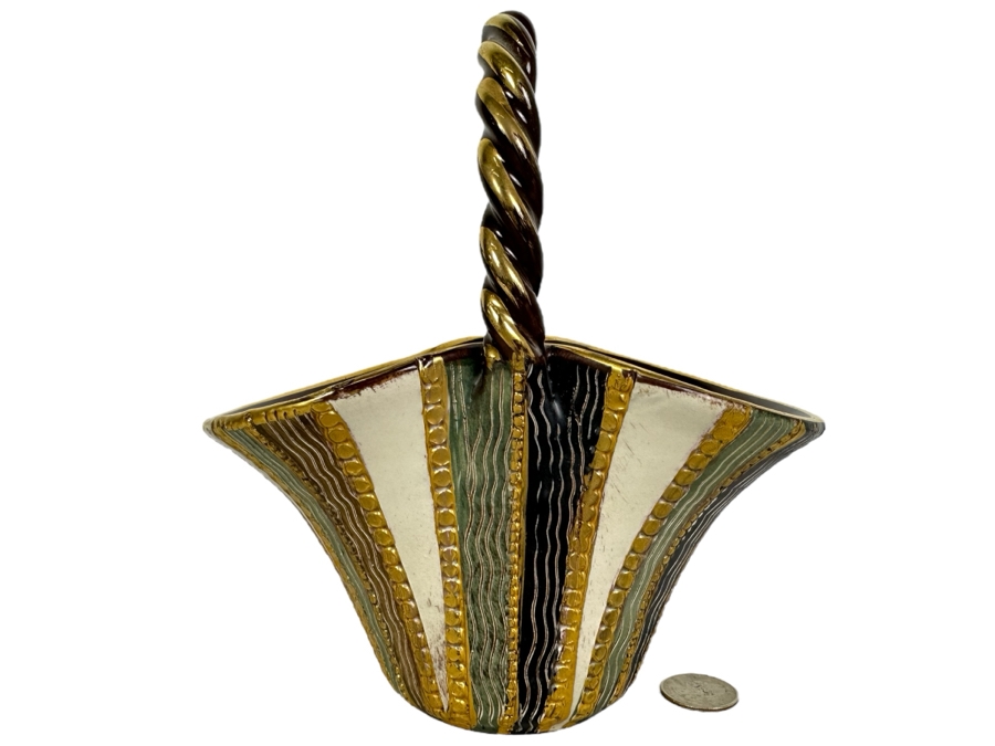 Vintage MCM Italian Ceramic Basket 7.5'W X 4'D X 8'H [Photo 1]