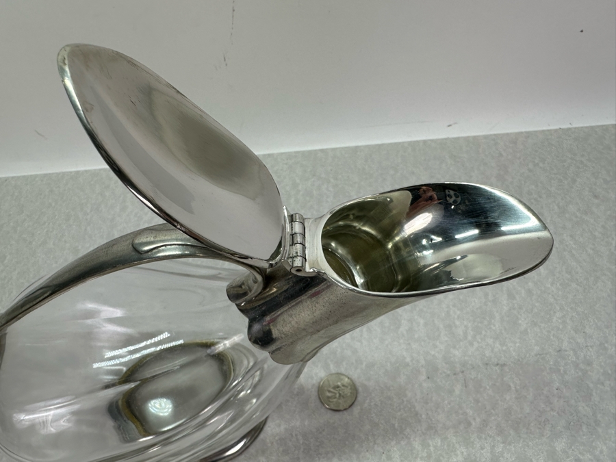 L'Esprit & Levin Mid-Century Pewter Glass Wine Duck Shaped Decanter Claret Jug Etain 10.5'W X 7'H [Photo 4]