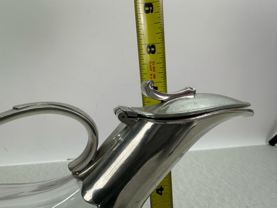 L'Esprit & Levin Mid-Century Pewter Glass Wine Duck Shaped Decanter Claret Jug Etain 10.5'W X 7'H [Photo 7]