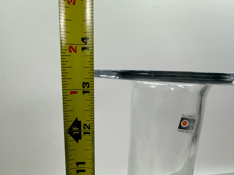 Vintage Blenko Glass Handmade Wide Collar Flat Top Cylinder Vase By Don Shepherd 13.5'H [Photo 7]