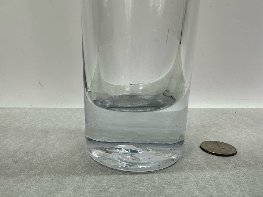 Vintage Blenko Glass Handmade Wide Collar Flat Top Cylinder Vase By Don Shepherd 13.5'H [Photo 6]