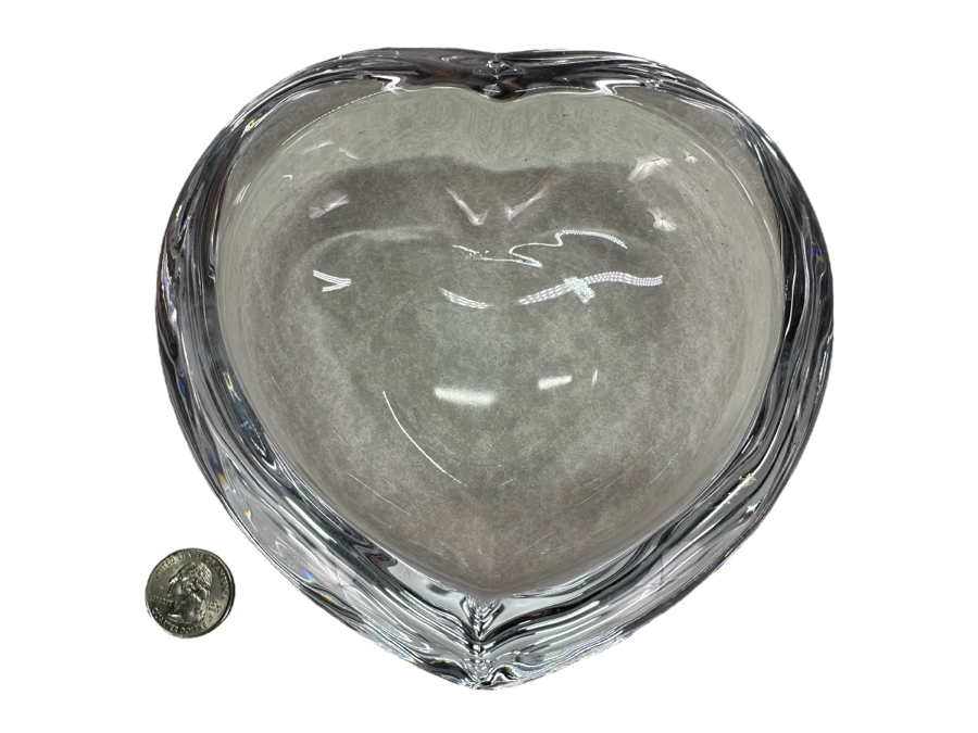 Orrefors Swedish Crystal Heart Shaped Trinket Dish 6'W X 6'H