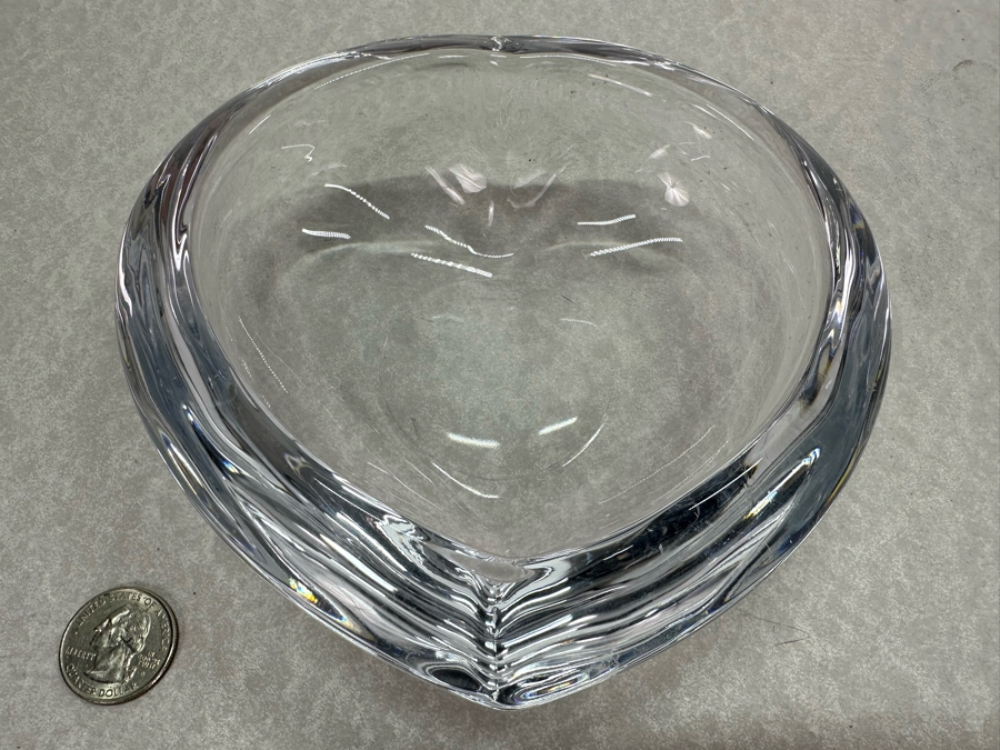 Orrefors Swedish Crystal Heart Shaped Trinket Dish 6'W X 6'H [Photo 2]