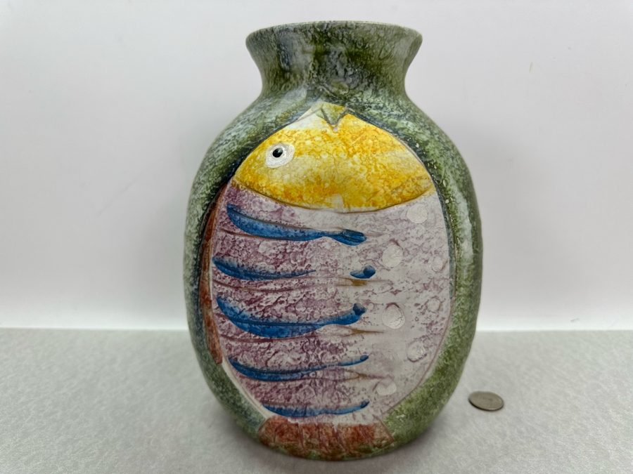 Just Added - Vintage Mid-Century Modern Italian Ceramic Three Sided Pinched Vase Raymor Fratelli Fanciullacci 7.5'W X 10'H [Photo 6]