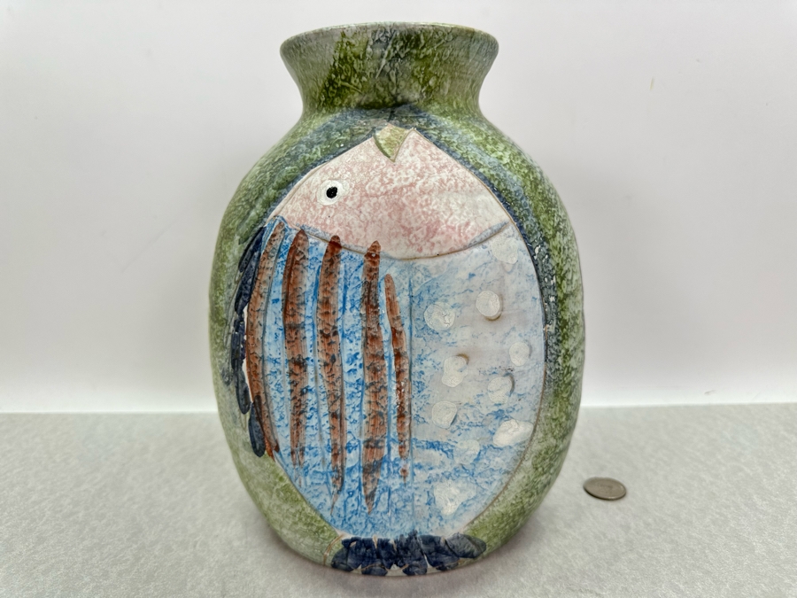 Just Added - Vintage Mid-Century Modern Italian Ceramic Three Sided Pinched Vase Raymor Fratelli Fanciullacci 7.5'W X 10'H [Photo 8]