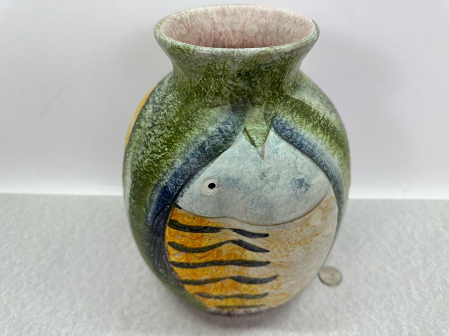 Just Added - Vintage Mid-Century Modern Italian Ceramic Three Sided Pinched Vase Raymor Fratelli Fanciullacci 7.5'W X 10'H [Photo 5]