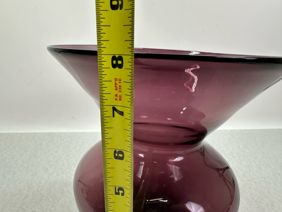Vintage Purple Amethyst Flared Rim Hand Blown Glass Vase 8'W X 8'H [Photo 6]