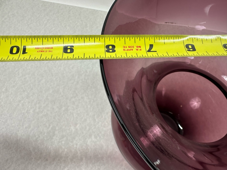 Vintage Purple Amethyst Flared Rim Hand Blown Glass Vase 8'W X 8'H [Photo 5]