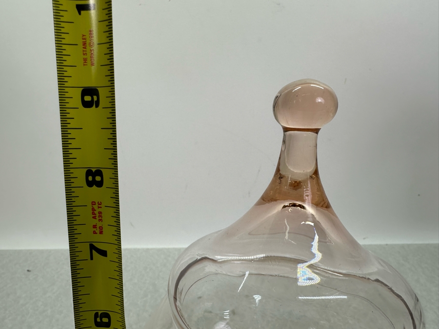 Vintage MCM Italian Empoli Glass Apothecary Footed Jar With Lid 9'H [Photo 5]