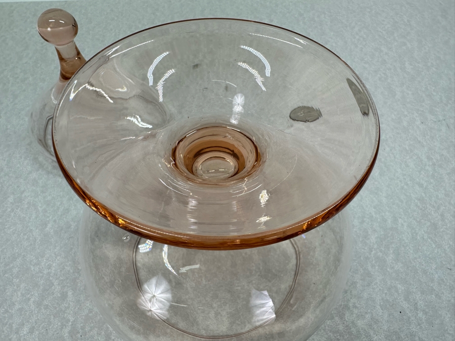 Vintage MCM Italian Empoli Glass Apothecary Footed Jar With Lid 9'H [Photo 4]