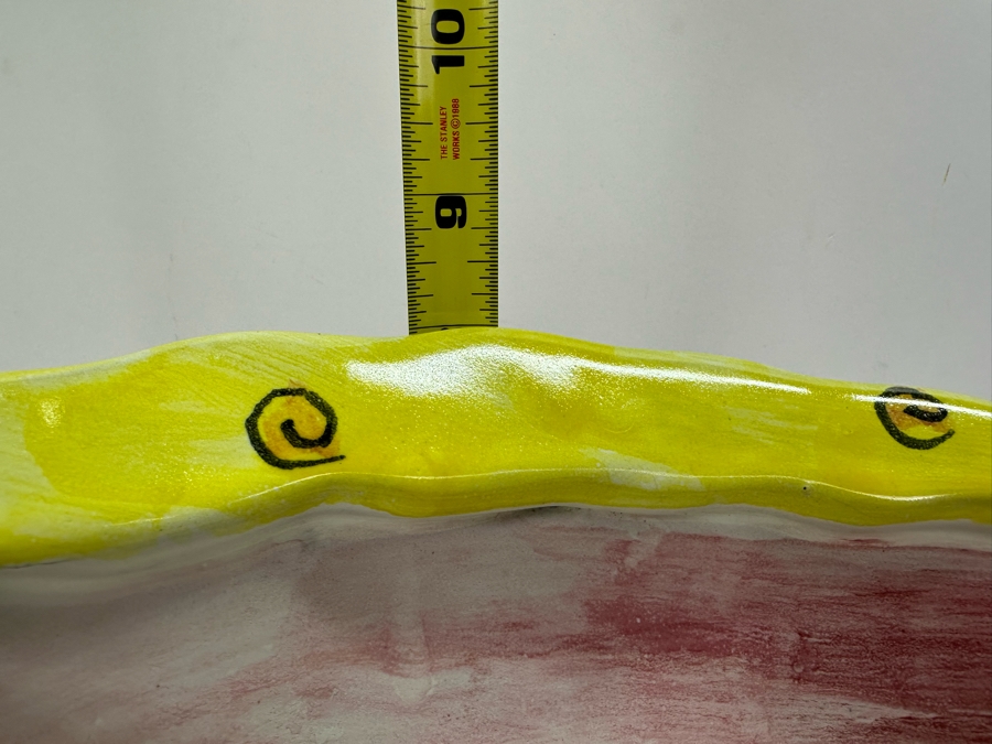 Richard and Carol Selfridge Hand Painted Ceramic Vase Planter With Fish And Cat 14'W X 8'H [Photo 7]