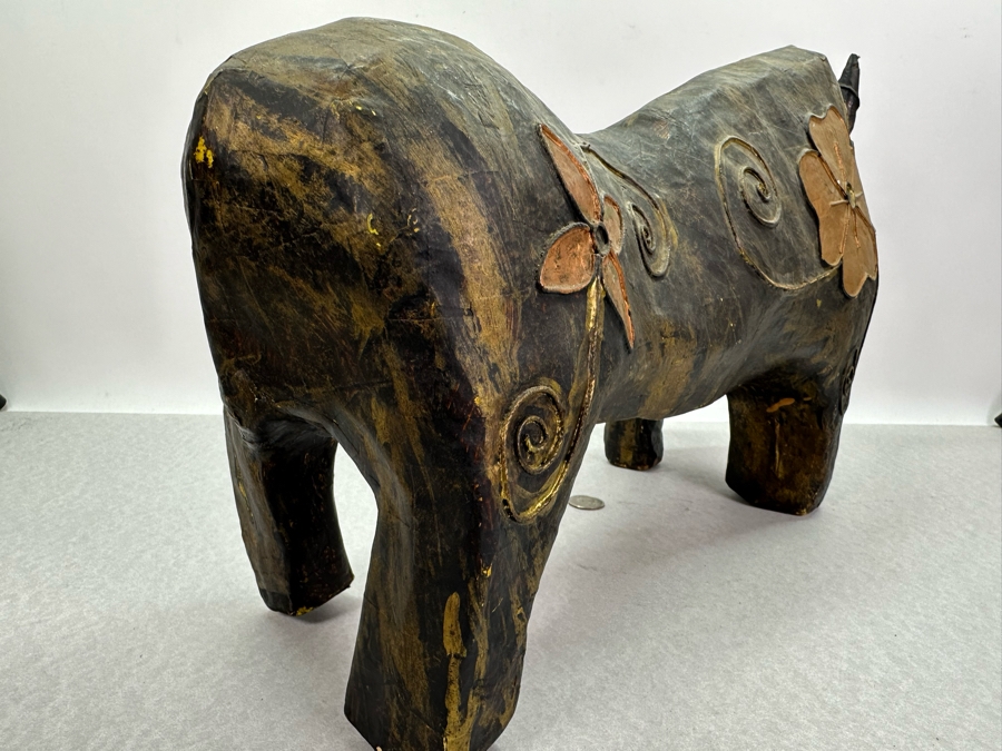 Vintage Paper Mache Bull Sculpture 21'W X 7'D X 11.5'H [Photo 8]