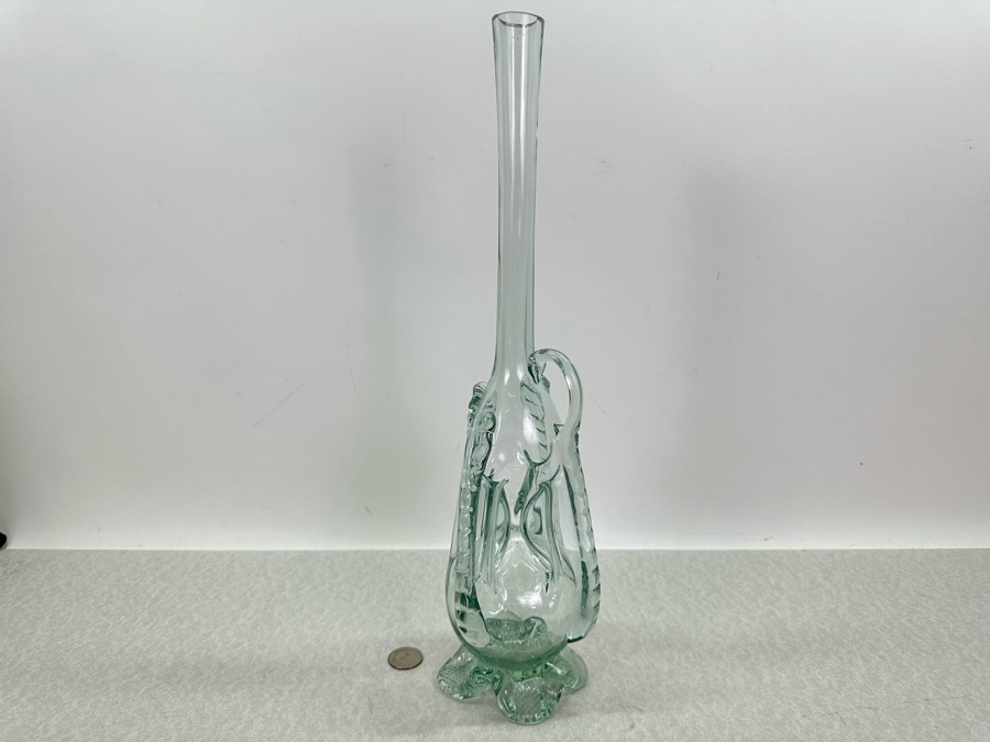 Vintage Italian Hand Blown Art Glass Footed Decanter Vessel 16.5'H [Photo 3]