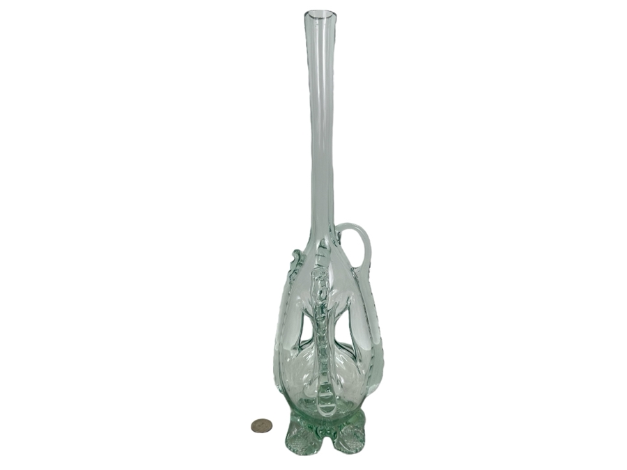 Vintage Italian Hand Blown Art Glass Footed Decanter Vessel 16.5'H [Photo 1]