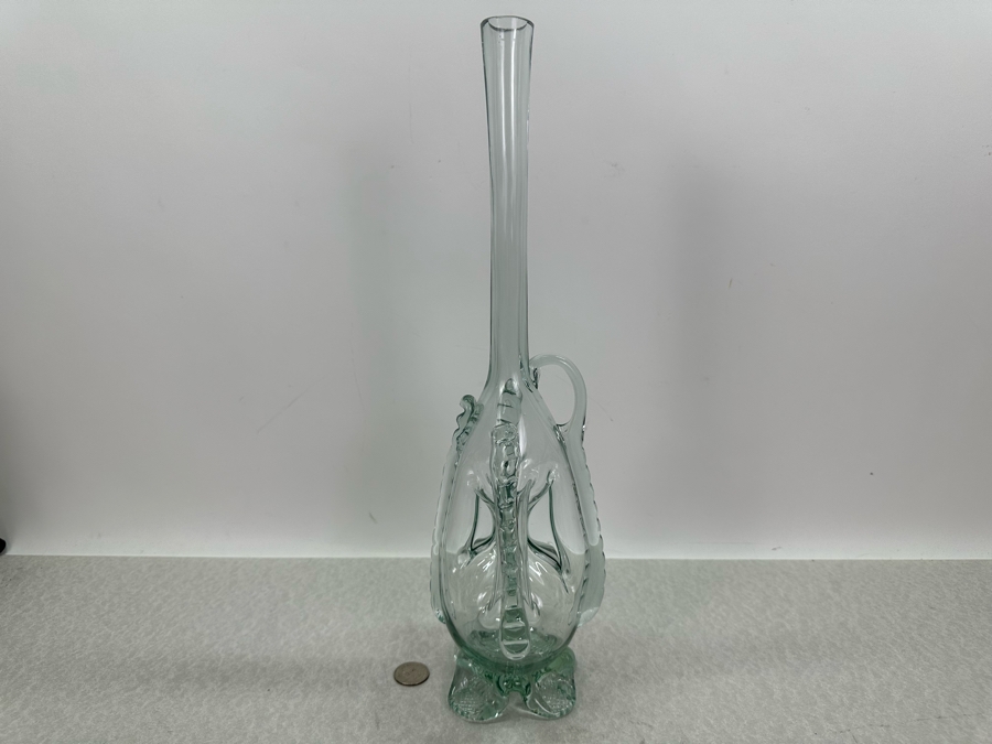Vintage Italian Hand Blown Art Glass Footed Decanter Vessel 16.5'H [Photo 2]