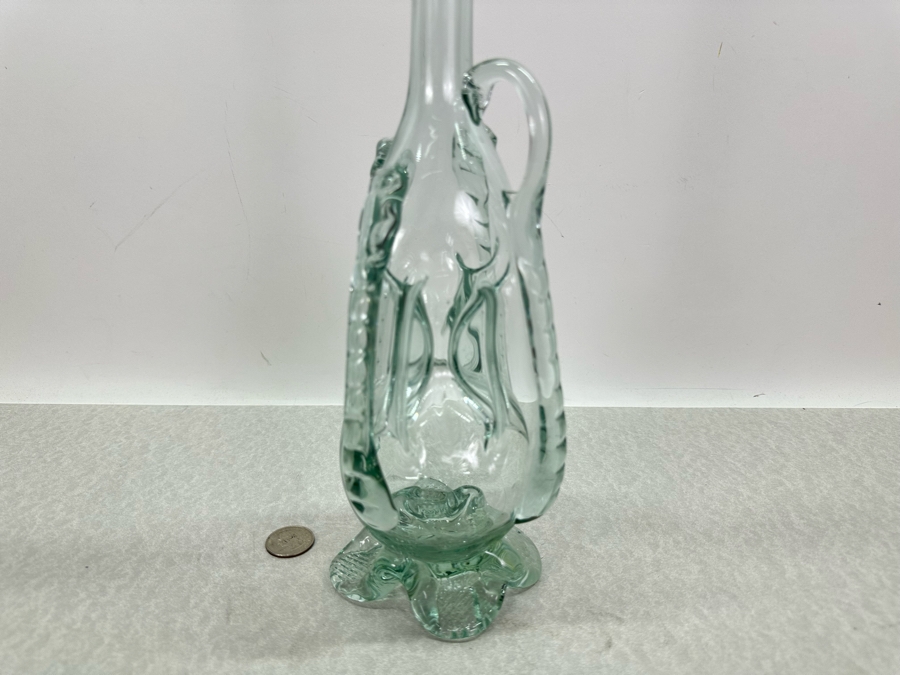 Vintage Italian Hand Blown Art Glass Footed Decanter Vessel 16.5'H [Photo 5]