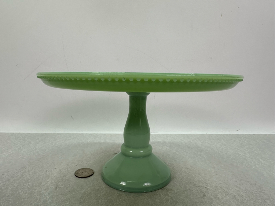 Small Footed Jadeite Glass Cake Stand 8.5'W X 5'H [Photo 5]