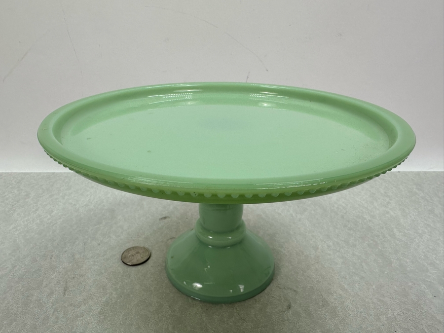 Small Footed Jadeite Glass Cake Stand 8.5'W X 5'H [Photo 3]