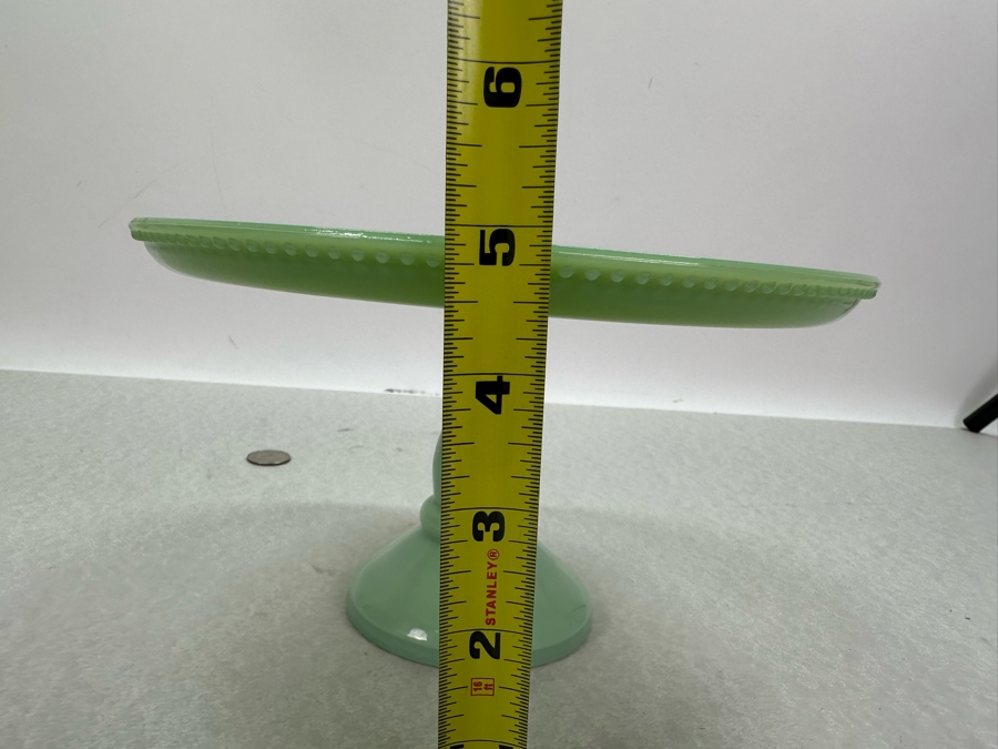 Small Footed Jadeite Glass Cake Stand 8.5'W X 5'H [Photo 8]