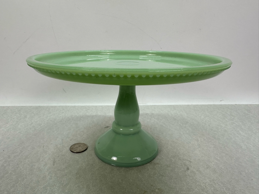 Small Footed Jadeite Glass Cake Stand 8.5'W X 5'H [Photo 4]