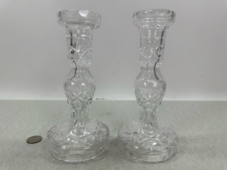Pair Of Waterford Crystal Candlesticks 8'H [Photo 2]