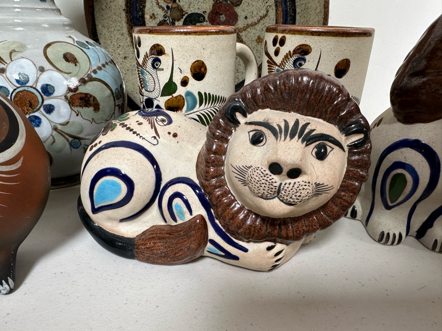 Large Collection Of Hand Painted Mexican Pottery: Duck, Owls, Lions, Vases & More [Photo 4]