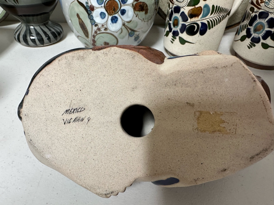 Large Collection Of Hand Painted Mexican Pottery: Duck, Owls, Lions, Vases & More [Photo 17]