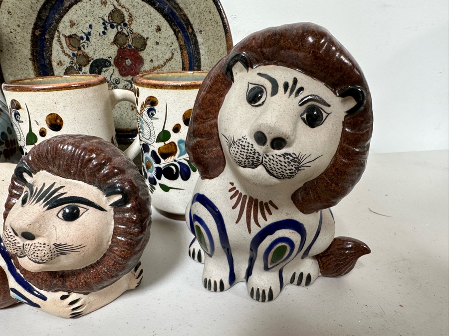 Large Collection Of Hand Painted Mexican Pottery: Duck, Owls, Lions, Vases & More [Photo 5]