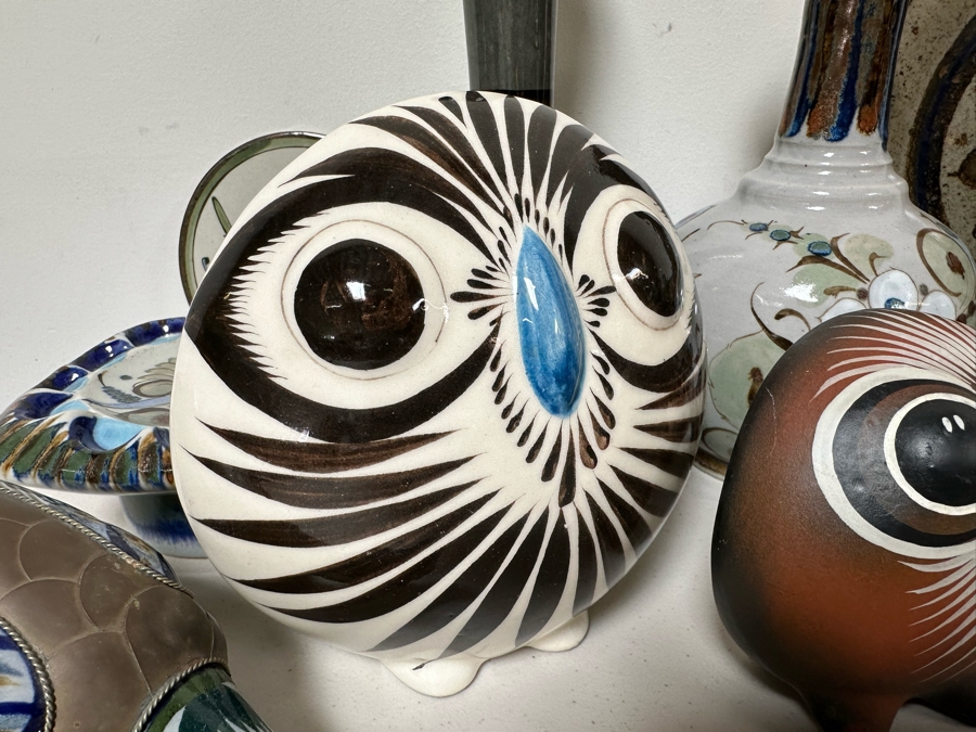 Large Collection Of Hand Painted Mexican Pottery: Duck, Owls, Lions, Vases & More [Photo 2]