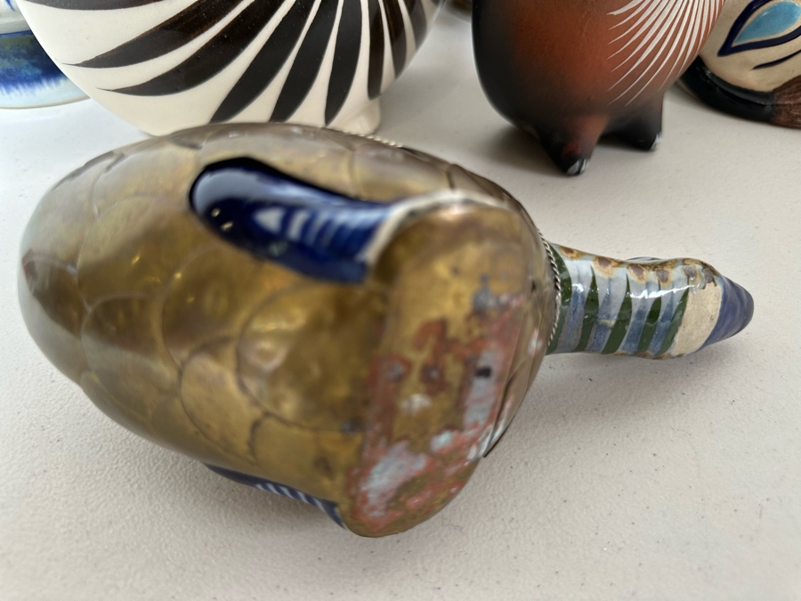 Large Collection Of Hand Painted Mexican Pottery: Duck, Owls, Lions, Vases & More [Photo 13]