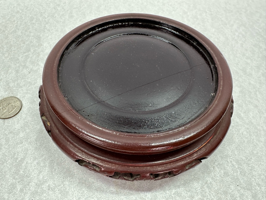 Vintage Chinese Cloisonne Jar With Lid And Wooden Stand 8'H [Photo 5]