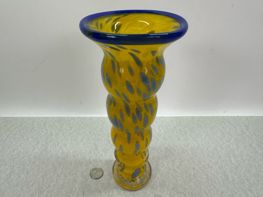Artist Signed Art Glass Vase 10.5'H [Photo 2]