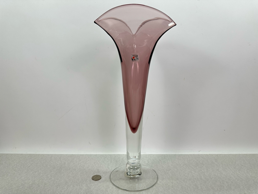 Vintage Blenko Glass Hand Blown Vase In Amethyst Purple 16'H [Photo 2]
