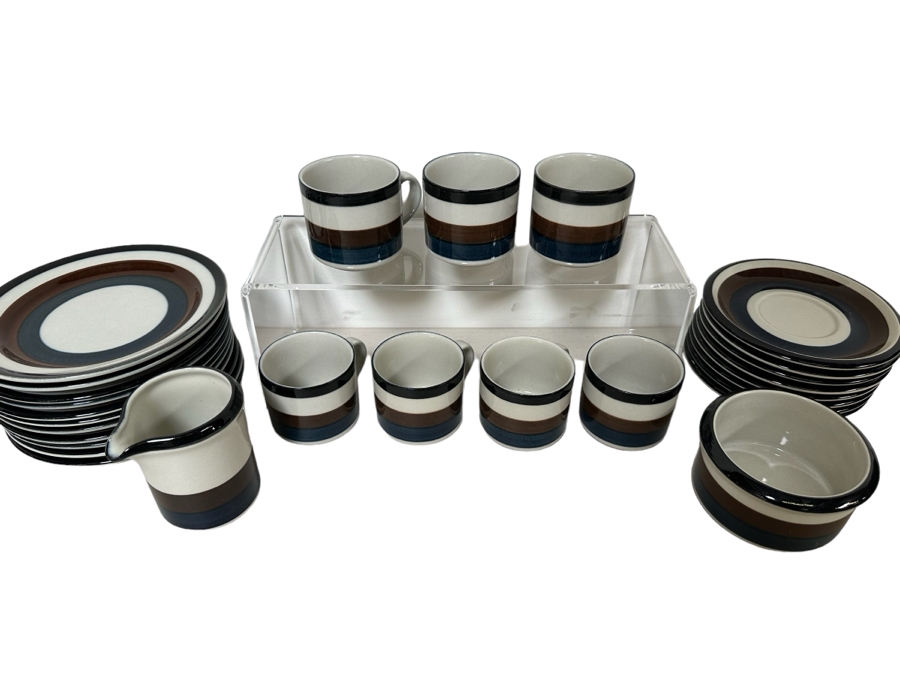 Arabia Finland Ceramics: (7) Cups & Saucers, (10) Plates 6.75'W Plus Creamer & Sugar [Photo 1]