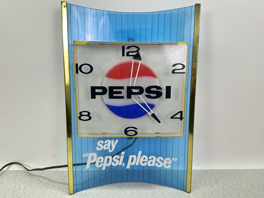 Vintage Pepsi Advertising Wall Clock Say 'Pepsi, Please' Working 10.5'W X 4'D X 16'H [Photo 2]