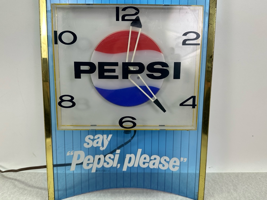 Vintage Pepsi Advertising Wall Clock Say 'Pepsi, Please' Working 10.5'W X 4'D X 16'H [Photo 3]