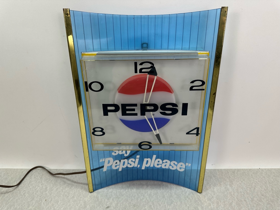 Vintage Pepsi Advertising Wall Clock Say 'Pepsi, Please' Working 10.5'W X 4'D X 16'H [Photo 12]