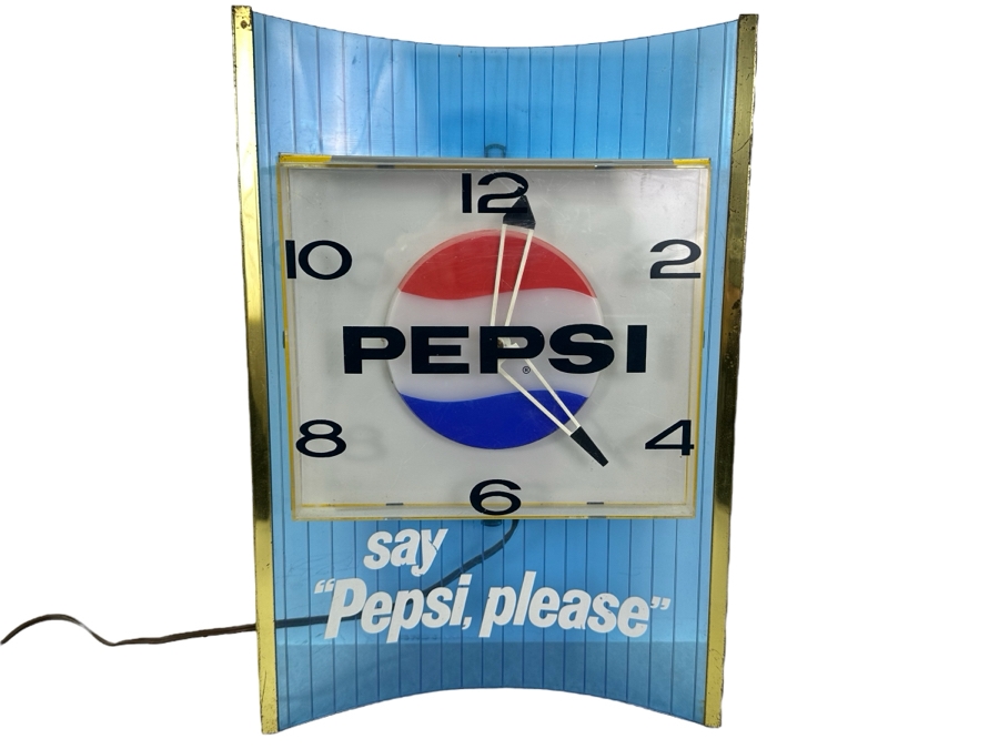 Vintage Pepsi Advertising Wall Clock Say 'Pepsi, Please' Working 10.5'W X 4'D X 16'H [Photo 1]