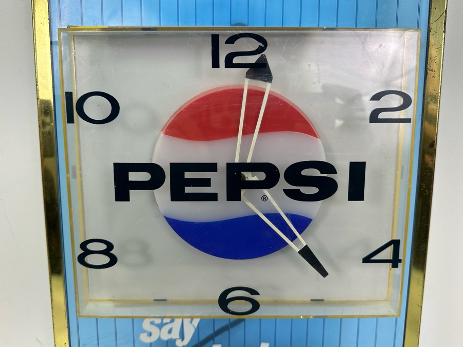 Vintage Pepsi Advertising Wall Clock Say 'Pepsi, Please' Working 10.5'W X 4'D X 16'H [Photo 5]