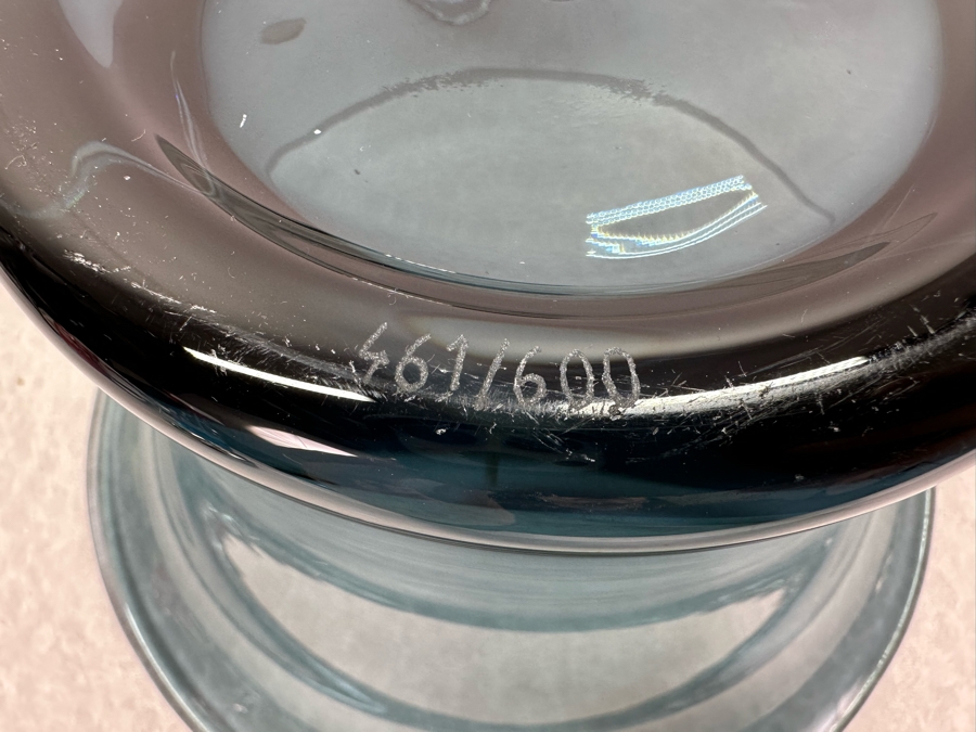 Set Of Three Vintage Blenko Vases 10'W, 7.5'W & 5.5'W - The 2 Vases On The Left Are Limited Edition Vases Numbered 461 Of 600 [Photo 7]