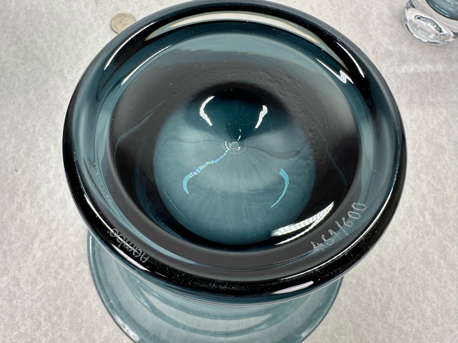 Set Of Three Vintage Blenko Vases 10'W, 7.5'W & 5.5'W - The 2 Vases On The Left Are Limited Edition Vases Numbered 461 Of 600 [Photo 9]