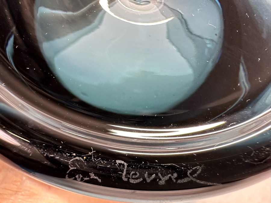 Set Of Three Vintage Blenko Vases 10'W, 7.5'W & 5.5'W - The 2 Vases On The Left Are Limited Edition Vases Numbered 461 Of 600 [Photo 11]