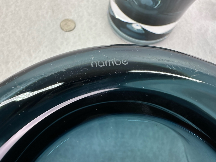 Set Of Three Vintage Blenko Vases 10'W, 7.5'W & 5.5'W - The 2 Vases On The Left Are Limited Edition Vases Numbered 461 Of 600 [Photo 6]