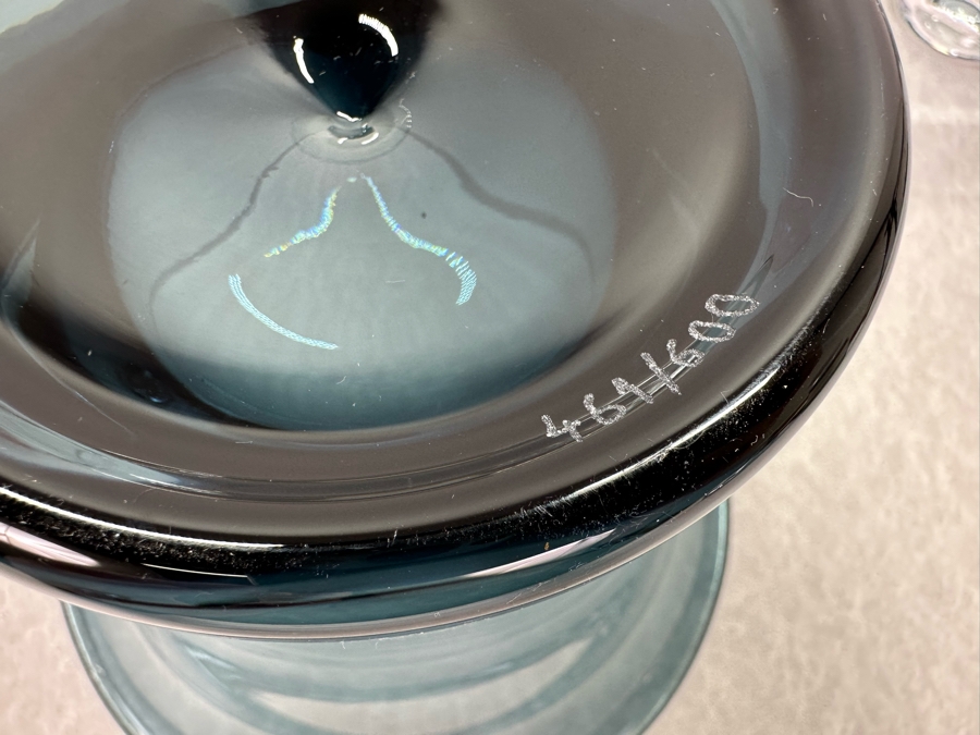 Set Of Three Vintage Blenko Vases 10'W, 7.5'W & 5.5'W - The 2 Vases On The Left Are Limited Edition Vases Numbered 461 Of 600 [Photo 10]