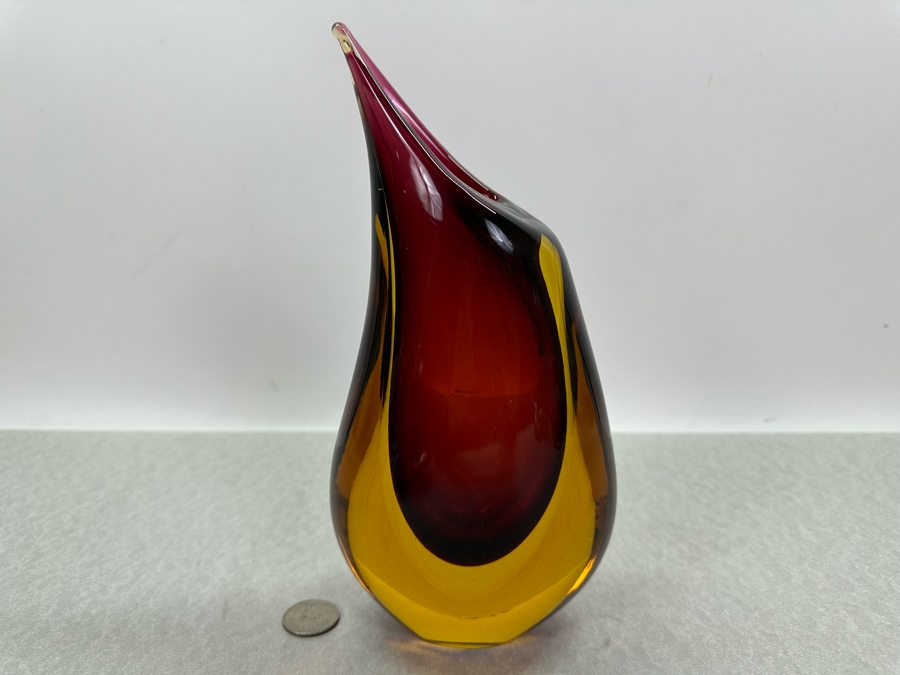 Vintage Artist Signed Italian Murano Formia Glass Vase 9.5'H [Photo 3]